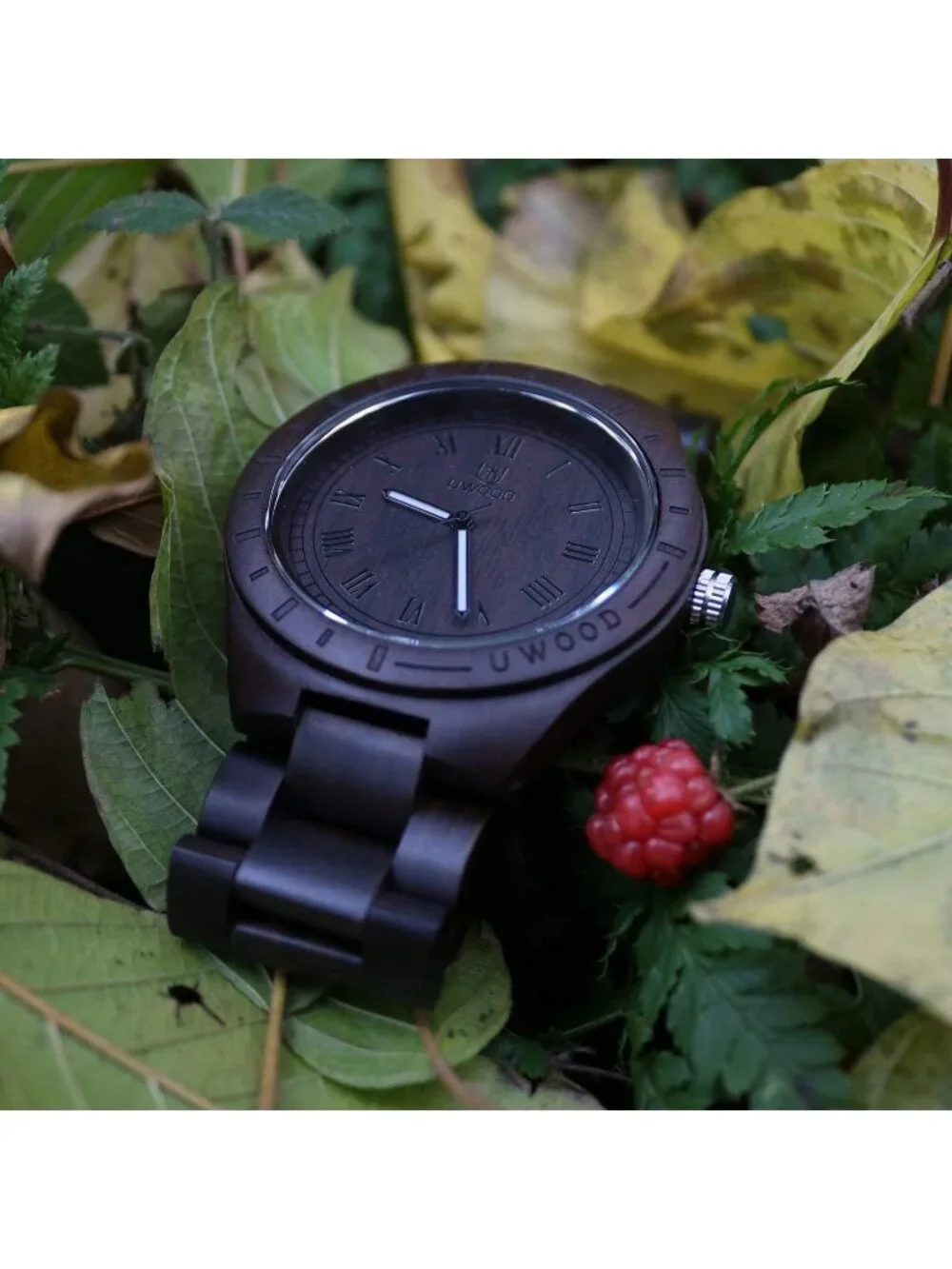 Men's Black Handmade Sandalwood Analog Quartz Vintage Unique Wrist Wooden Watch